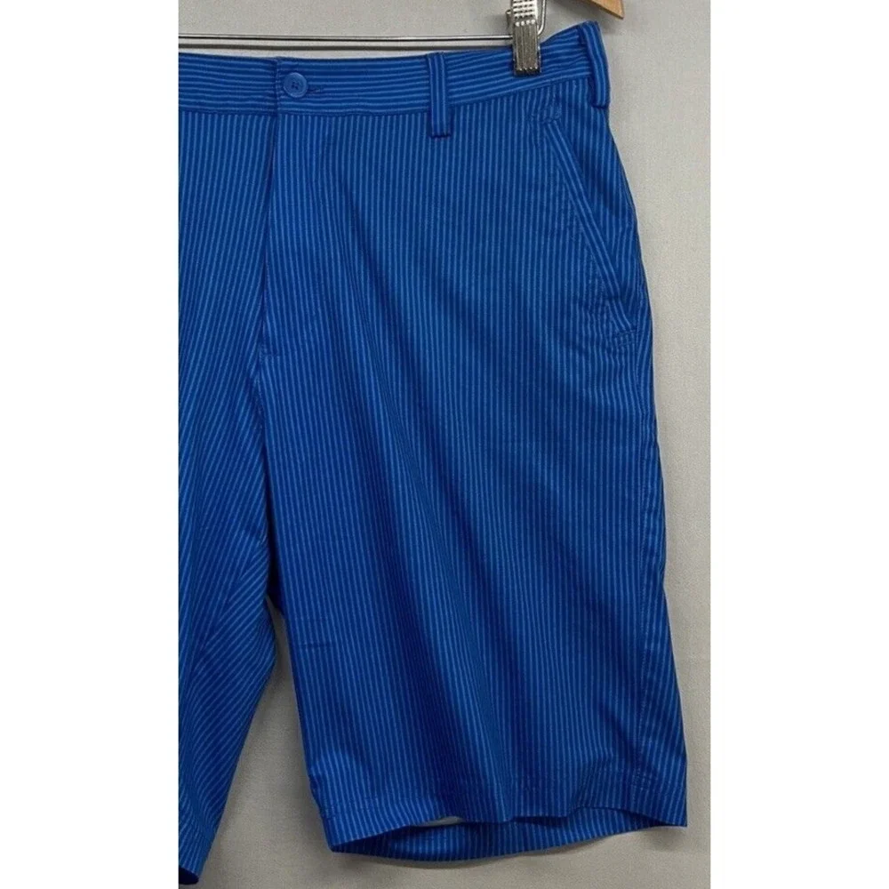 Adidas Golf Shorts Mens 32-Blue Striped-Flat Front-Casual-Lightweight-Beach-Logo